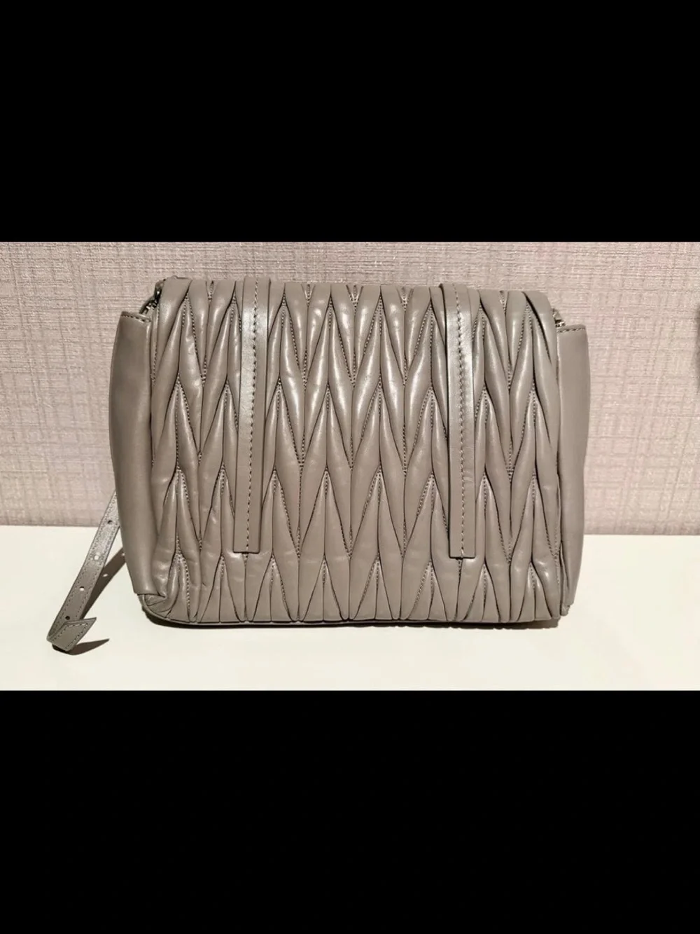 Miu Miu Quilted Leather Shoulder Bag in Light Gray
